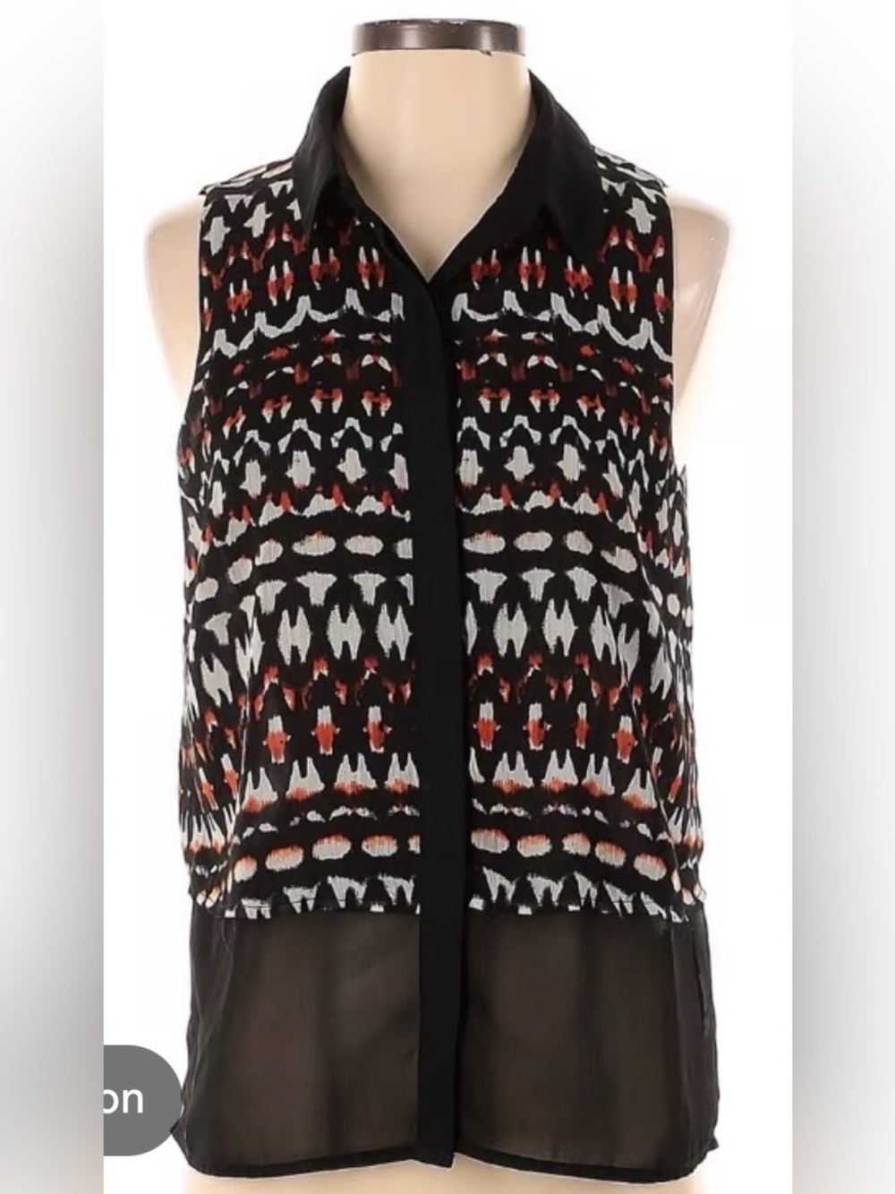 PJK Patterson J Kincaid Sleeveless Patterned Blouse - Black with White & Rust